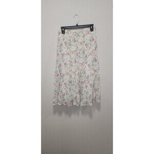 JM Collection White Floral Cottage Core 100% Cotton Comfy Flowy Skirt Sz 4P